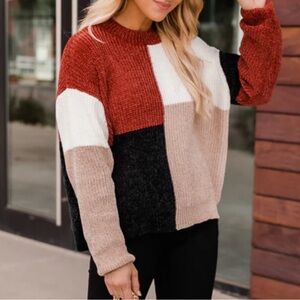 Pink Lily Multicolor Patchwork Sweater
